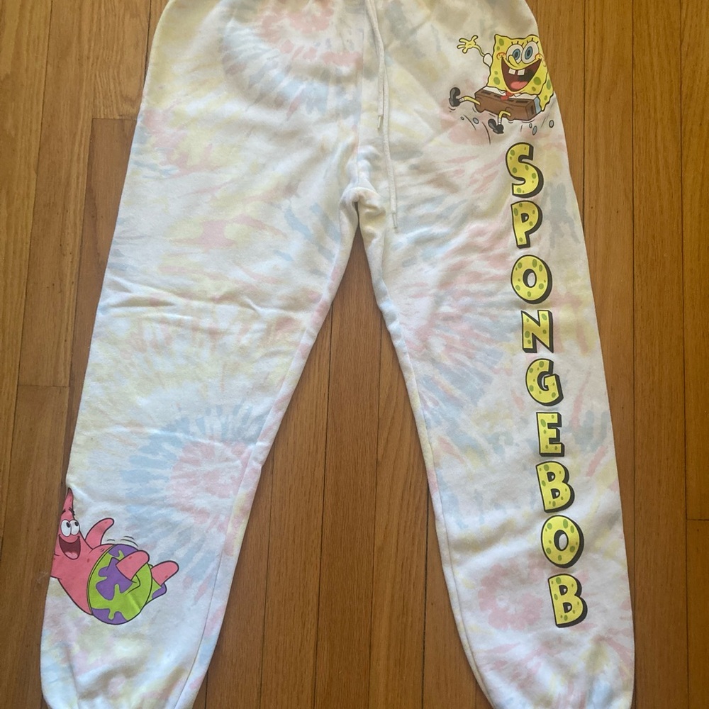SpongeBob SquarePants White Tie-Dye Sweatpants